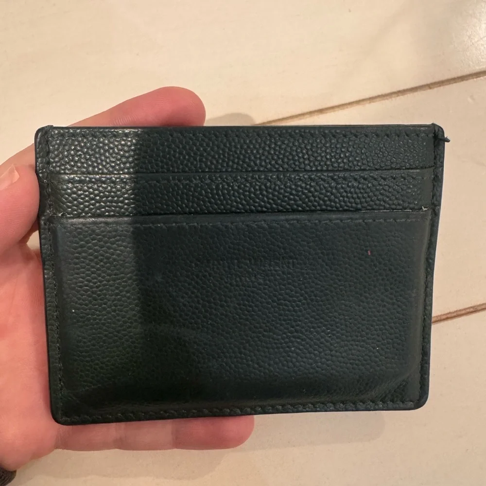 Saint Laurent Dark Green Key Card Holder Minimalist Design